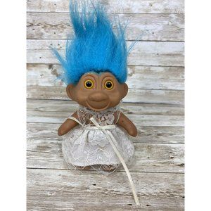 Vtg 1991 Troll Bride by T.N.T. 5” Blue Hair Brown Eyes